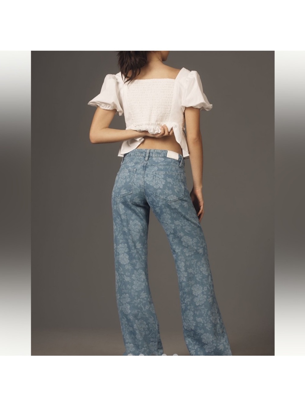 PAIGE Sonja Wide Leg Jeans Ava Jacquard Toile Floral Blue Size 29 - Picture 2 of 10
